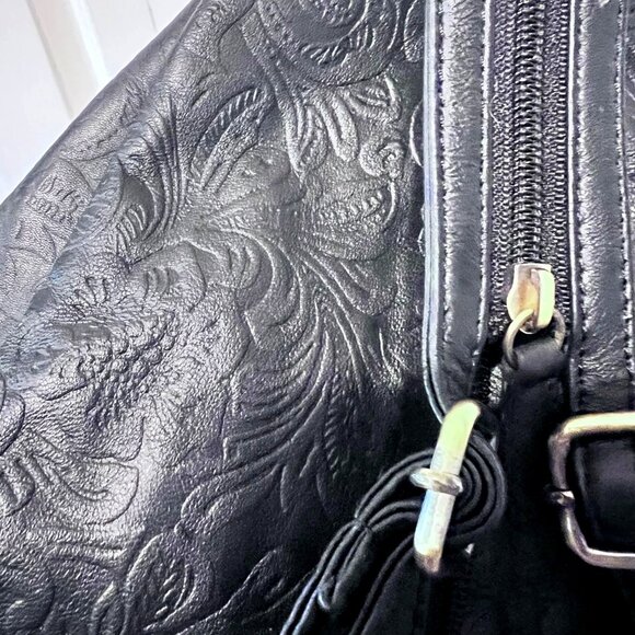 Great American Leather Works-Sling Backpack-Embossed Floral-Black-Lots/Storage main image 10